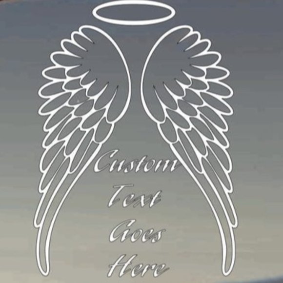 Custom Text Angel Wing Vinyl Decal 7 inch design - Picture 1 of 1
